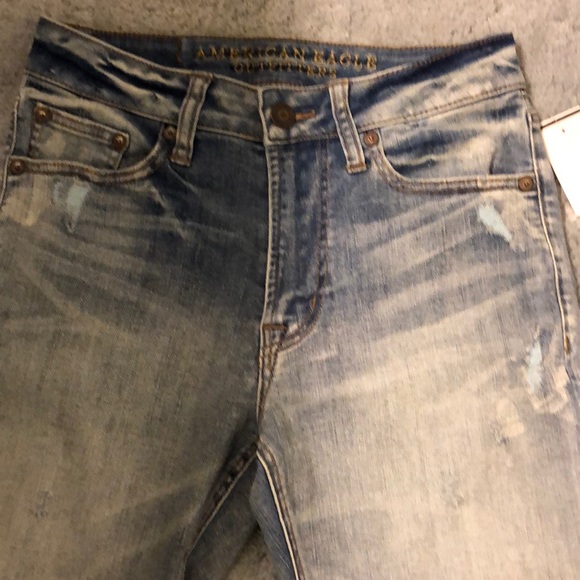 American Eagle Distressed Jean Shirts Size 26 o - Picture 2 of 8